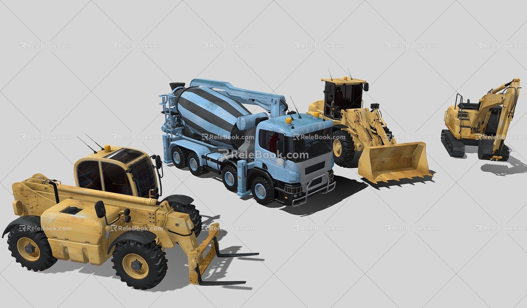 Engineering truck bulldozer tractor excavator 3d model