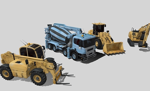 Engineering truck bulldozer tractor excavator 3d model