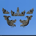 Ornate Chinese Style Silver Carvings With Dragon And Fish Decorative Details