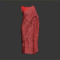 Man Wearing Red Sleeveless Long Dress With White Polka Dots On Gray Background