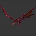 Artistic Red Dragon 3D Sculpture With Detailed Wings And Glossy Surface