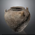 Ancient Cracked Clay Pot With Handles And Textured Surface For Daily Household Use