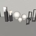 Stylish Outdoor Lights With Column Spherical Shapes Various Heights And Illuminated Dotted Patterns