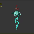 Fantasy Sword With Blue Glowing Dragon Pattern And Decorative Top Design
