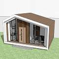 Modern Detached Villa With Large Glass Windows Wooden Exterior And Green Lawn