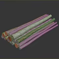 Natural Wood And Stone Long Strips Featuring Orange Cross Sections And Gray Textures