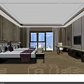 Hotel Guest Room Interior With Twin Beds Large Window Scenic View And Modern Decor