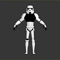 Star Wars Stormtrooper 3D Character Model With White Armor Black Gloves Standing Pose Gray Background