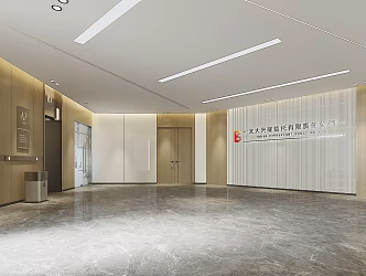Modern office aisle elevator hall 3d model