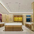 Modern Jewelry Store Interior Design With Glass Display Cases Golden Counters And Bright Lighting