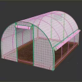 Scenic Landscape Featuring Transparent Arch Greenhouse With Brown Soil And Green Frame