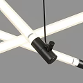 Modern Crossed Linear Chandelier Design With Illuminated LED Bars And Black Suspension Cables