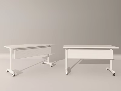 White Office Desks With Wheels And Simple Modern Design For Workspace 3d model