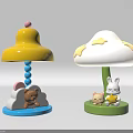 Cute Children's Table Lamps Yellow Bell Blue Base Bear White Cloud Green Base Rabbit Cat
