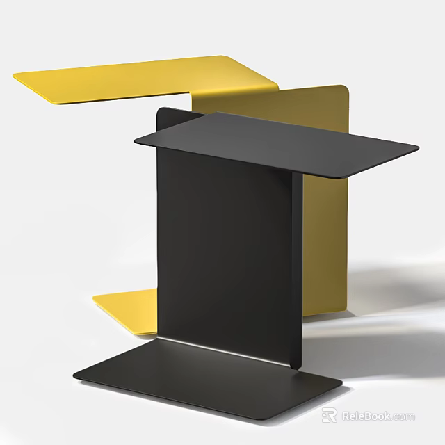 Modern Minimalist Side Table With Yellow And Black Geometric Shape Design 3d model
