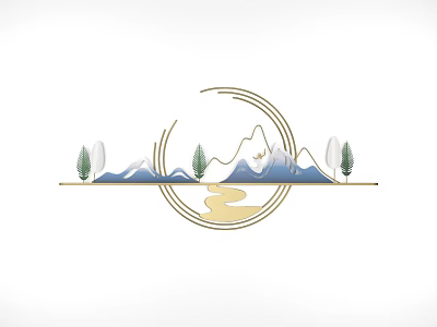 Circular Wall Decor With Mountain Tree And River Pattern Design 3d model