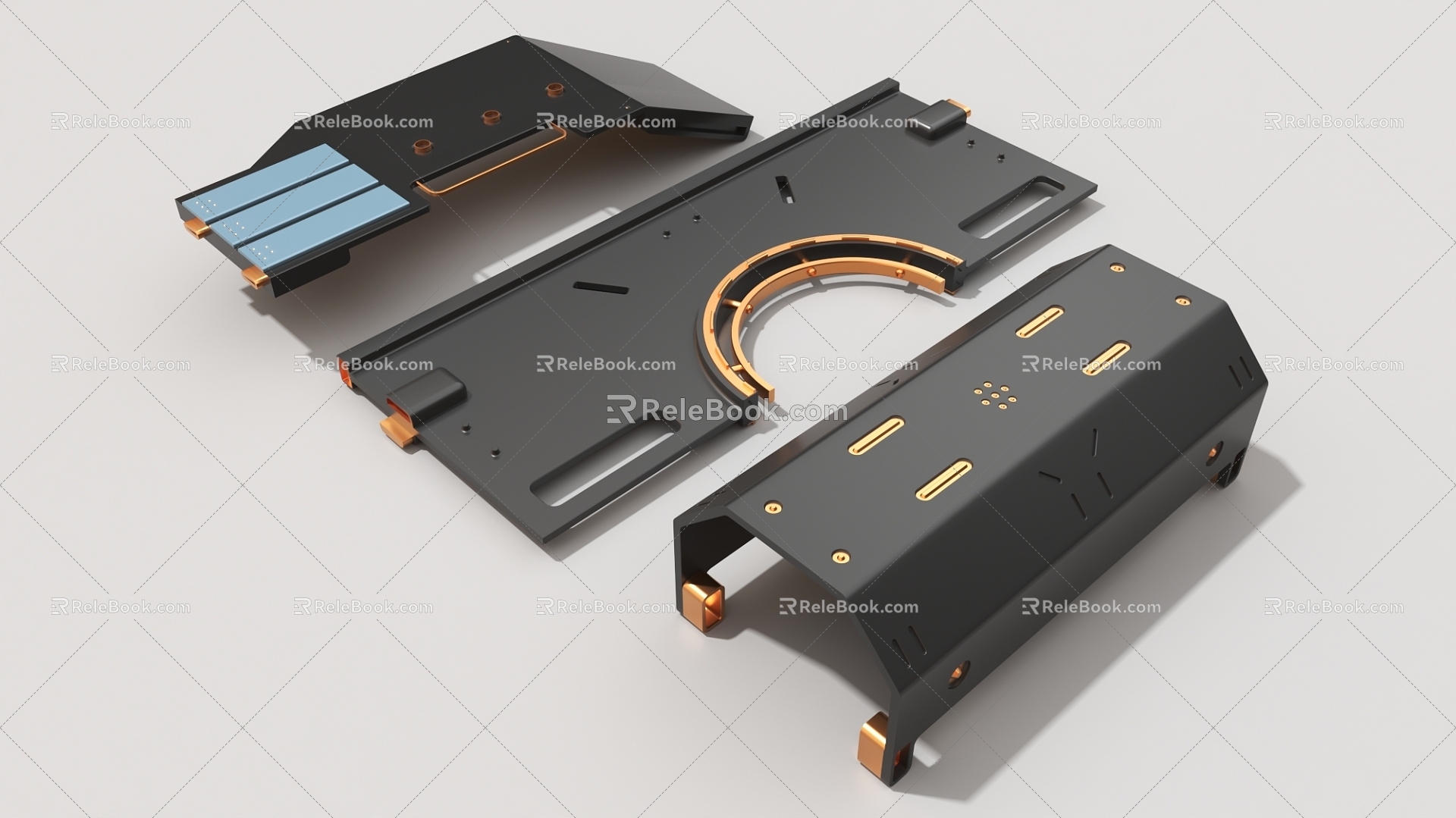 Cylinder hard surface mechanical iron plate circuit board high-tech industrial parts 3d model