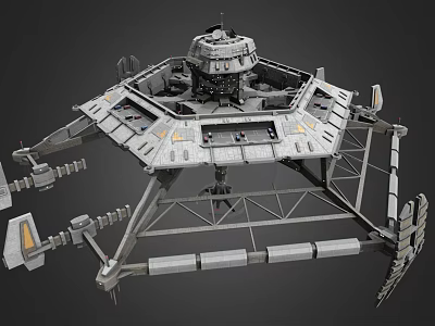 Futuristic Mechanical Platform With Dome Top Support Legs And Robotic Arms 3d model