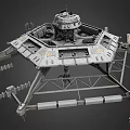 Futuristic Mechanical Platform With Dome Top Support Legs And Robotic Arms