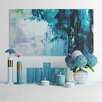 Modern Ornaments Combination Vase Decorative Painting Glass Bottle 3d model