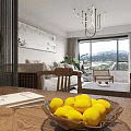 Modern Living Dining Room Interior With Wooden Coffee Table TV Cabinet Natural Light And Plants