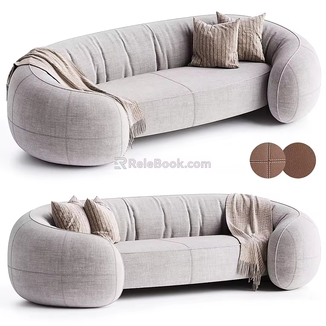 modern double sofa curved sofa 3d model