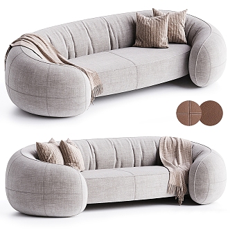 modern double sofa curved sofa 3d model