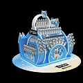 Yili Milk Display Stand With Blue Design Cartoon Figures And Arranged Milk Bottles