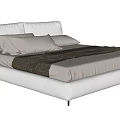 Modern Double Bed With Grey Upholstered Headboard White Sheets And Brown Blanket For Minimalist Bedroom