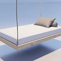 Comfortable Hammock with Hanging Ropes Rectangular Frame White Mattress and Gray Pillow 3d model
