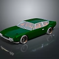 Green Vintage Sports Car With Sleek Design Brown Interior And Alloy Wheels On Dark Background