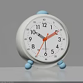 White Alarm Clock With Blue Top And Feet Round Numerical Dial For Bedroom Decor