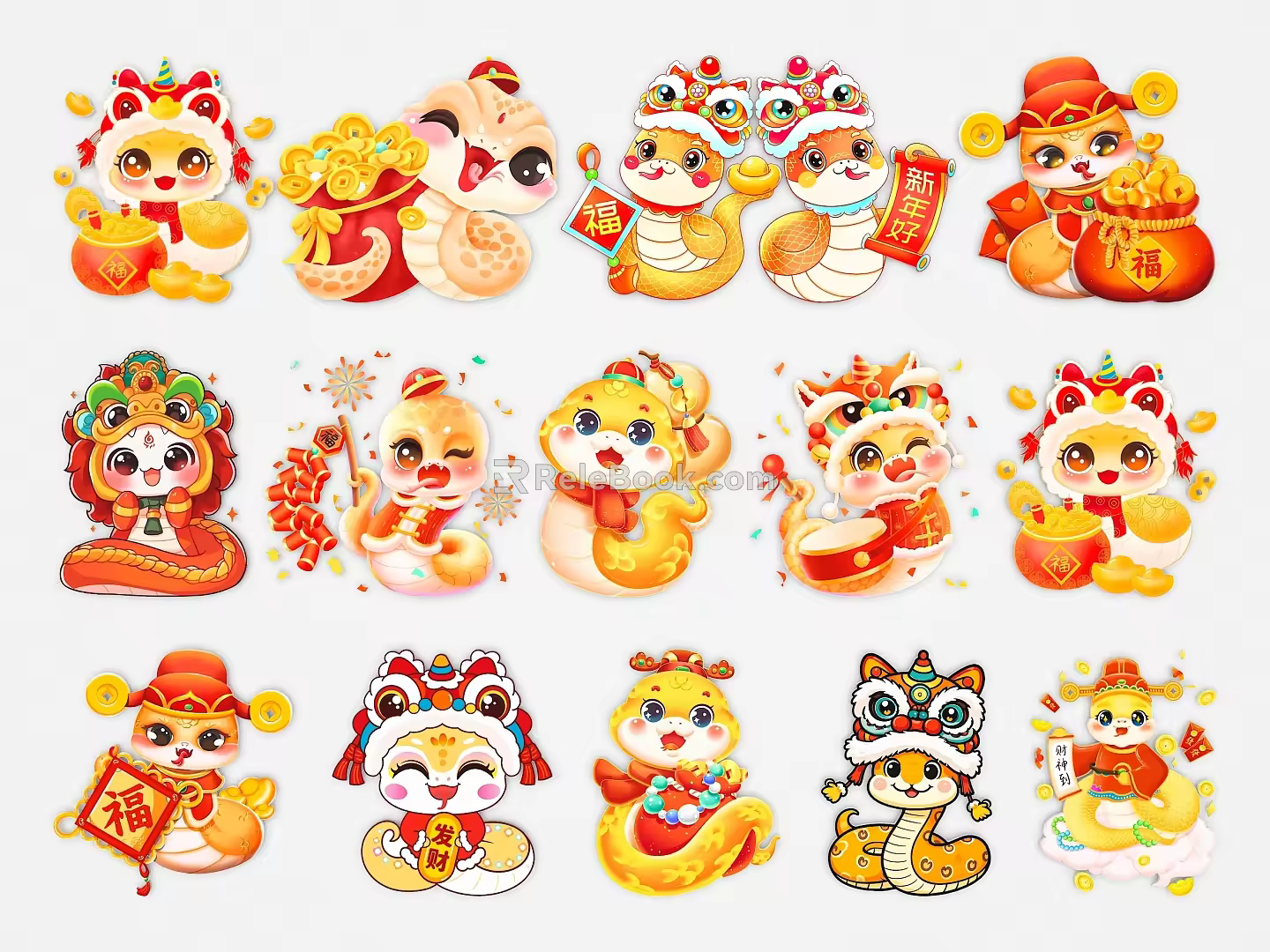 Year of the Snake Zodiac Cartoon Snake New Year Snake Element National Tide Year of the Snake 2D Snake Silhouette 3d model