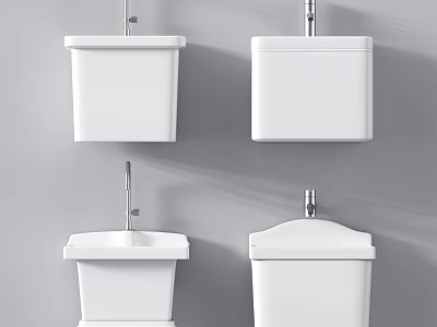 White Toilet Cisterns For Daily Washing Use With Modern Home Design 3d model