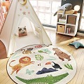 Modern Round Carpet Children's Tent Entertainment Area Carpet Combination Creative Children Cartoon Animal Carpet Children's Toy Room 3d model