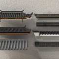 Traditional Chinese Architectural Roof Components Featuring Various Tile And Eave Designs 3d model