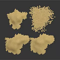Golden Granular Material With Various Shapes And Sizes On White Background
