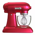 Commercial Stand Mixer with Red Metal Body Transparent Glass Bowl and Whisk Attachment