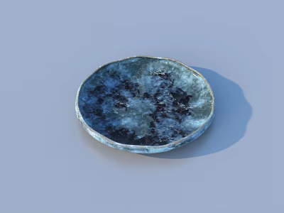 Round Decorative Plate With Blue And Black Pattern For Home Decoration 3d model