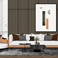 Modern sofa coffee table combination 3d model