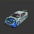 White And Blue Racing Car With SPARCO Logo Sleek Design And Aerodynamic Features