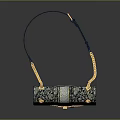 Elegant Blue Gray Handbag with Floral Lace Pattern and Gold Chain Handle