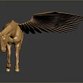 Artistic Golden Winged Horse Sculpture with Detailed Feathers and Shiny Surface