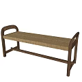 Modern Wicker Seat Sofa Bench With Wooden Frame For Living Room