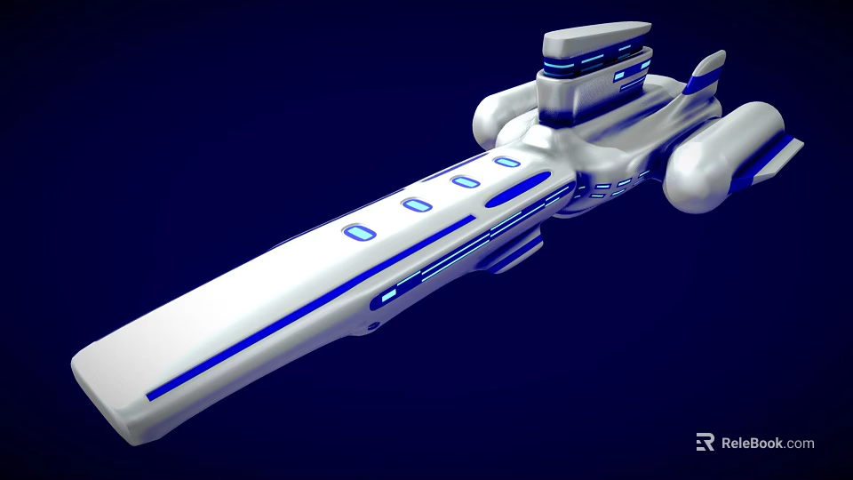 Futuristic White Spaceship With Blue Accents For Interstellar Exploration Missions 3d model 