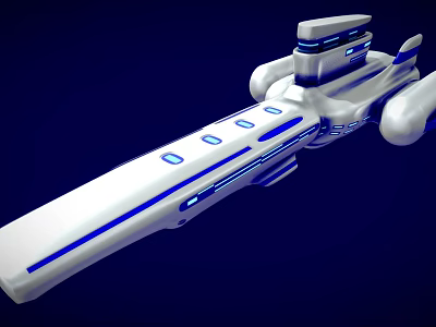 Futuristic White Spaceship With Blue Accents For Interstellar Exploration Missions 3d model