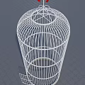 White Metal Birdcage Decorative Ornament Set With Openwork Structure And Blue Sky Backdrop