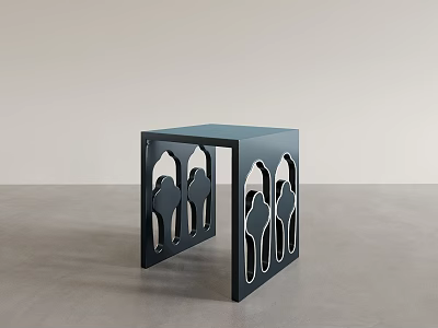 Modern Minimalist Side Table With Geometric Cutout Design And Sturdy Metal Frame For Living Room 3d model