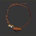 Orange Ornamental Belt With Skull Feather Yellow Pom Poms And Green Beads Decoration