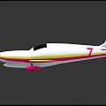 Two White Passenger Plane Models With Yellow Edges Pink Tails And Propellers On Gray Background 3d model